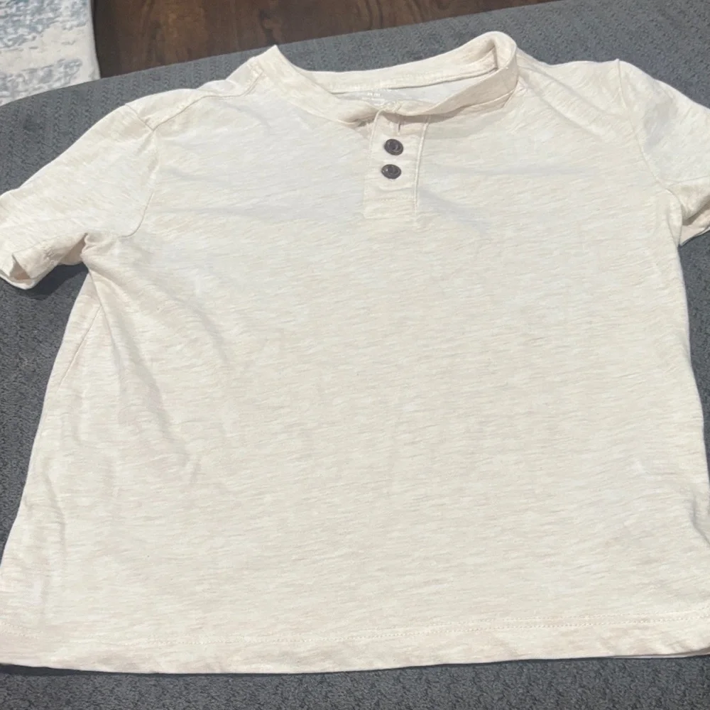 🟢10/$10 - Kids' Short Sleeve Henley Top - Cream